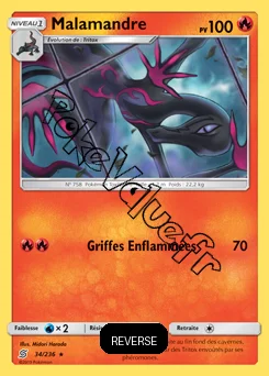 Carte Pokémon Malamandre Reverse n°34 de la série Harmonie des Esprits