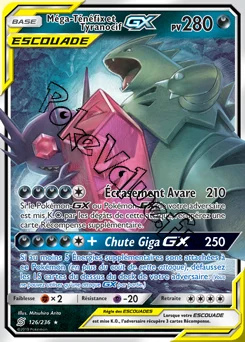 Carte Pokémon Méga-Ténéfix et Tyranocif GX n°126 de la série Harmonie des Esprits