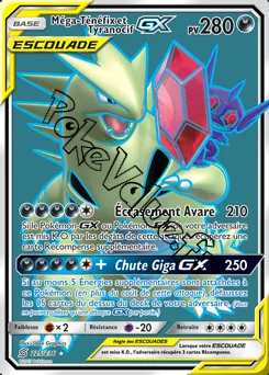 Carte Pokémon Méga-Ténéfix et Tyranocif GX n°225 de la série Harmonie des Esprits