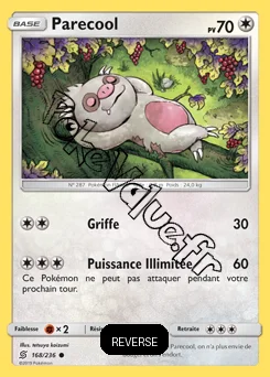 Carte Pokémon Parecool Reverse n°168 de la série Harmonie des Esprits