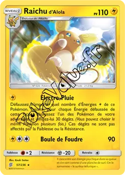 Carte Pokémon Raichu d’Alola n°57 de la série Harmonie des Esprits