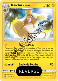 Carte Pokémon Raichu d’Alola Reverse n°57 de la série Harmonie des Esprits