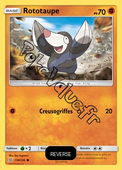 Carte Pokémon Rototaupe Reverse n°118 de la série Harmonie des Esprits