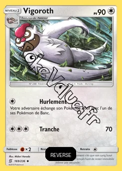 Carte Pokémon Vigoroth  Reverse n°169 de la série Harmonie des Esprits