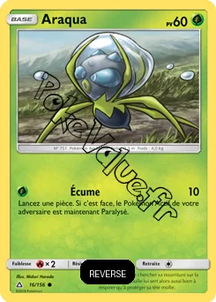 Carte Pokémon Araqua  Reverse n°16 de la série Ultra-Prisme