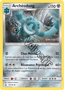 Carte Pokémon Archéodong n°87 de la série Ultra-Prisme