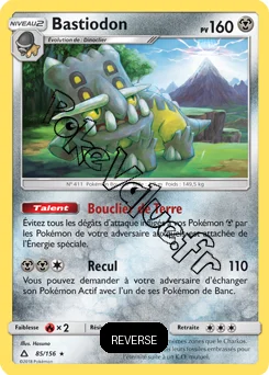 Carte Pokémon Bastiodon  Reverse n°85 de la série Ultra-Prisme