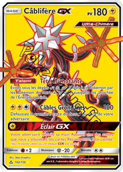 Carte Pokémon Câblifère GX n°142 de la série Ultra-Prisme