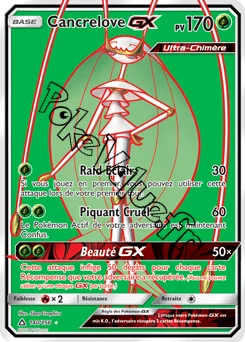Carte Pokémon Cancrelove GX  n°140 de la série Ultra-Prisme