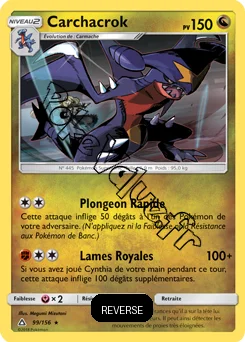 Carte Pokémon Carchacrok Reverse n°99 de la série Ultra-Prisme