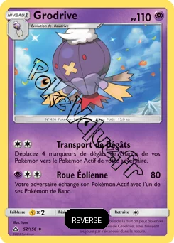 Carte Pokémon Grodrive Reverse n°52 de la série Ultra-Prisme