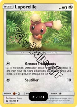 Carte Pokémon Laporeille Reverse n°106 de la série Ultra-Prisme