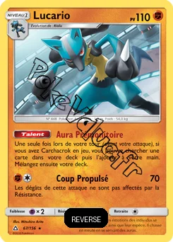 Carte Pokémon Lucario  Reverse n°67 de la série Ultra-Prisme