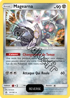 Carte Pokémon Magearna  Reverse n°91 de la série Ultra-Prisme