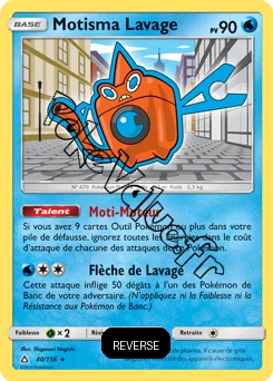 Carte Pokémon Motisma Lavage Reverse n°40 de la série Ultra-Prisme