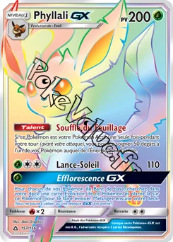 Carte Pokémon Phyllali GX n°157 de la série Ultra-Prisme