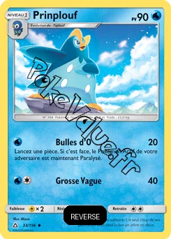 Carte Pokémon Prinplouf  Reverse n°33 de la série Ultra-Prisme