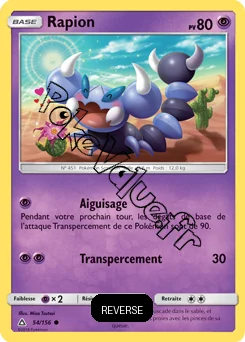 Carte Pokémon Rapion Reverse n°54 de la série Ultra-Prisme