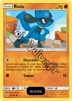 Carte Pokémon Riolu  Reverse n°66 de la série Ultra-Prisme