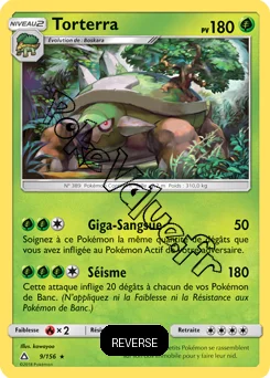 Carte Pokémon Torterra  Reverse n°9 de la série Ultra-Prisme