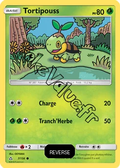 Carte Pokémon Tortipouss Reverse n°7 de la série Ultra-Prisme