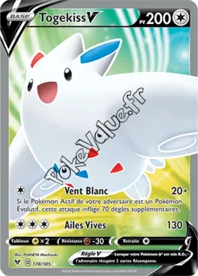 Carte Pokémon Togekiss V n°178 de la série Voltage Éclatant