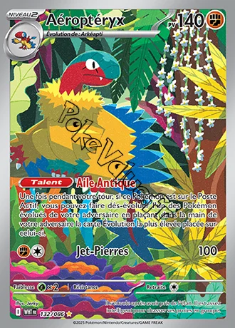 Carte Pokémon Aéroptéryx  n°132 de la série Flamme Blanche