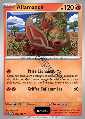 Carte Pokémon Aflamanoir Reverse n°19 de la série Flamme Blanche