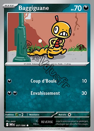 Carte Pokémon Baggiguane Reverse n°57 de la série Flamme Blanche
