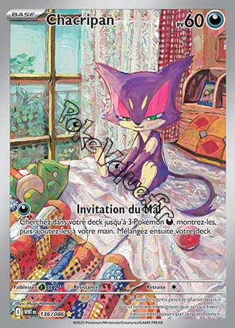 Carte Pokémon Chacripan  n°136 de la série Flamme Blanche