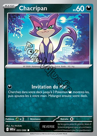 Carte Pokémon Chacripan Reverse n°55 de la série Flamme Blanche