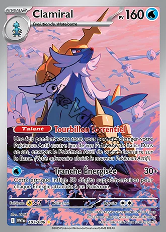 Carte Pokémon Clamiral  n°107 de la série Flamme Blanche