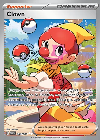 Carte Pokémon Clown n°163 de la série Flamme Blanche