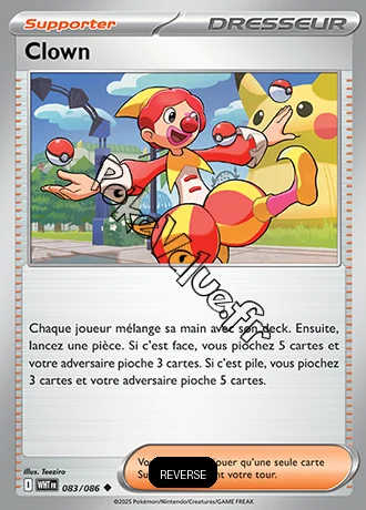 Carte Pokémon Clown Reverse n°83 de la série Flamme Blanche