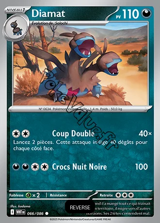 Carte Pokémon Diamat Reverse n°66 de la série Flamme Blanche