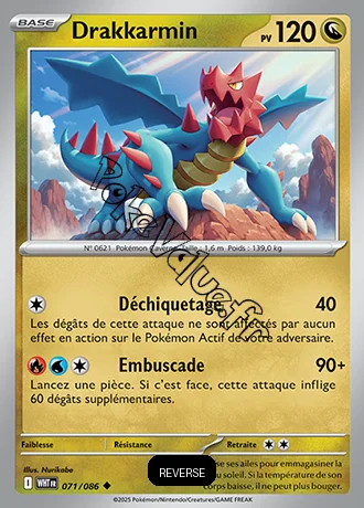 Carte Pokémon Drakkarmin Reverse n°71 de la série Flamme Blanche