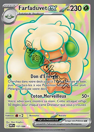 Carte Pokémon Farfaduvet ex  n°157 de la série Flamme Blanche