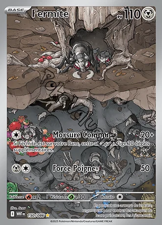 Carte Pokémon Fermite  n°150 de la série Flamme Blanche