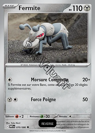 Carte Pokémon Fermite Reverse n°70 de la série Flamme Blanche
