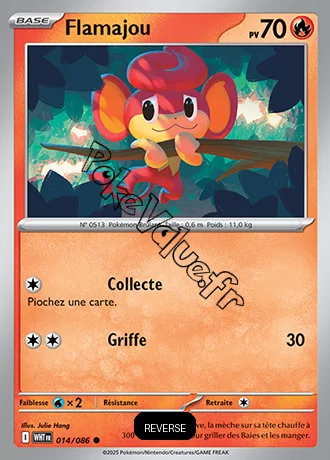 Carte Pokémon Flamajou Reverse n°14 de la série Flamme Blanche