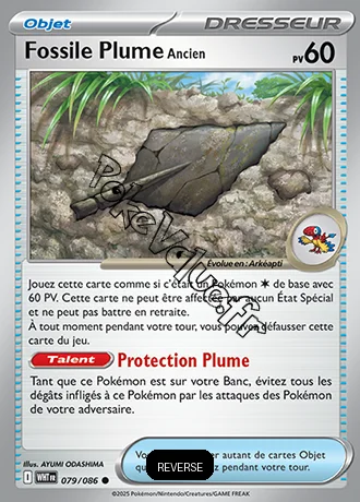 Carte Pokémon Fossile Plume Ancien Reverse n°79 de la série Flamme Blanche