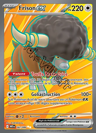Carte Pokémon Frison ex  n°162 de la série Flamme Blanche