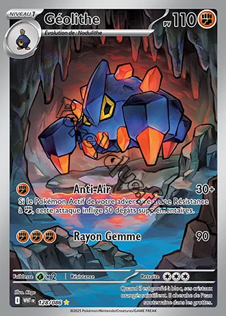 Carte Pokémon Géolithe  n°128 de la série Flamme Blanche