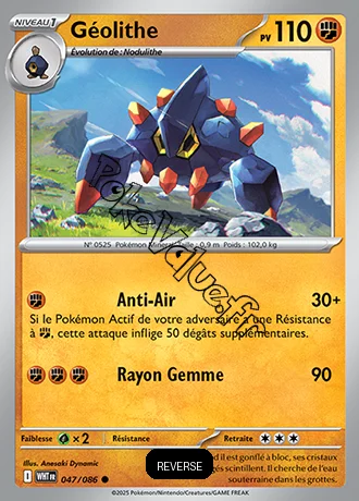 Carte Pokémon Géolithe Reverse n°47 de la série Flamme Blanche