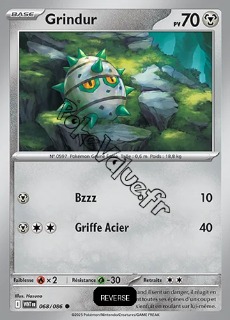 Carte Pokémon Grindur Reverse n°68 de la série Flamme Blanche