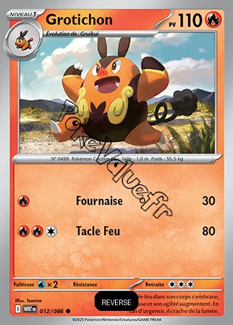 Carte Pokémon Grotichon Reverse n°12 de la série Flamme Blanche