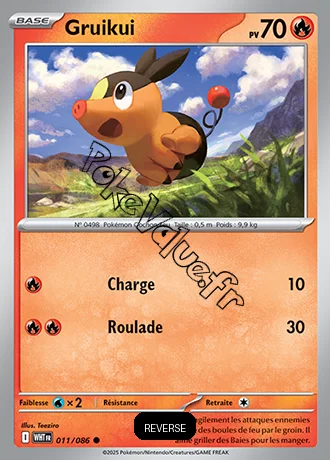 Carte Pokémon Gruikui Reverse n°11 de la série Flamme Blanche
