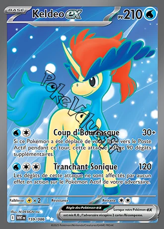 Carte Pokémon Keldeo ex  n°159 de la série Flamme Blanche