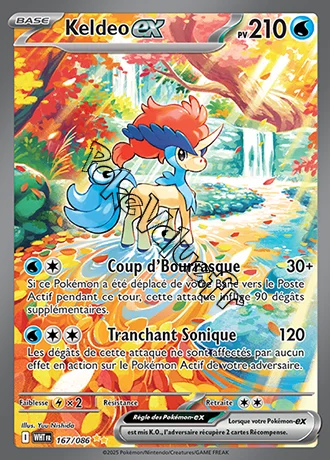 Carte Pokémon Keldeo ex  n°167 de la série Flamme Blanche