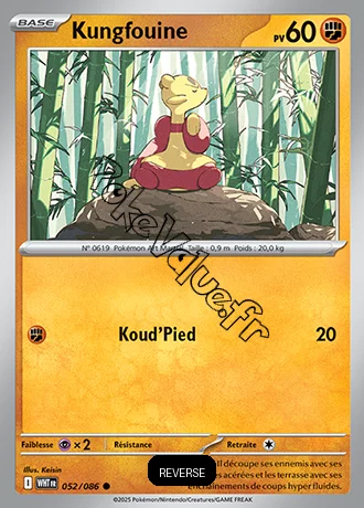 Carte Pokémon Kungfouine Reverse n°52 de la série Flamme Blanche